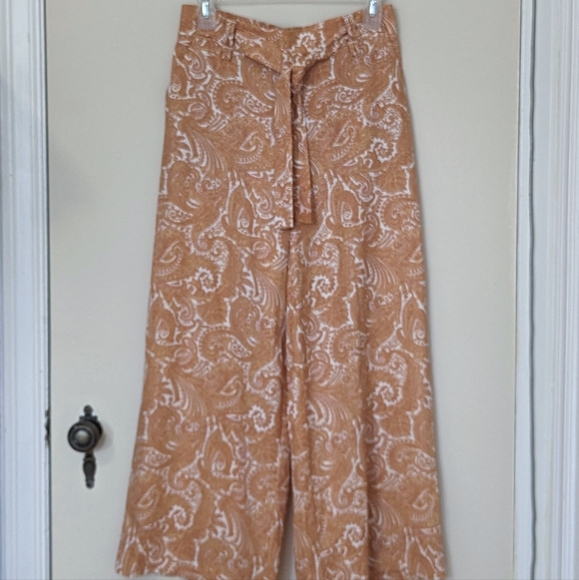 Sigrid Olsen palazzo pants, orange paisley, size extra small. - Picture 2 of 7